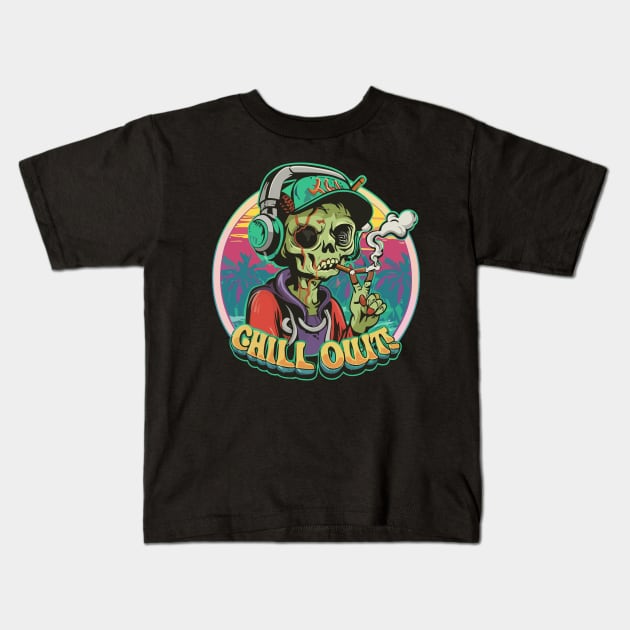 Chill Out: Hip Hop Zombie Art Piece Kids T-Shirt by diegotorres